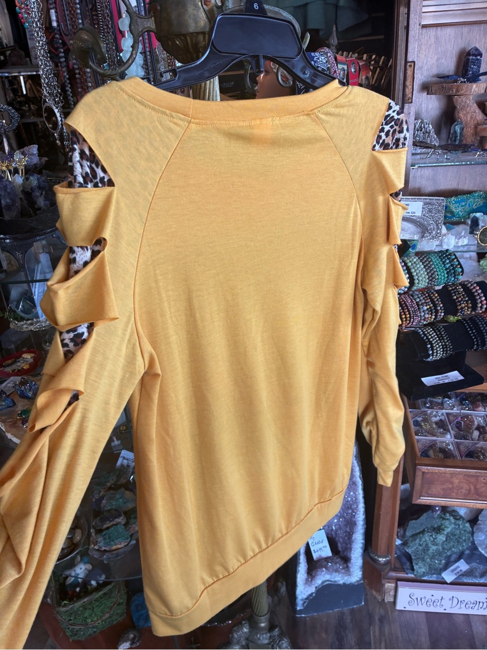 Women’s Mustard Graphic Long Sleeve Tee "I bought it at the thrift store" - Picture 5 of 5
